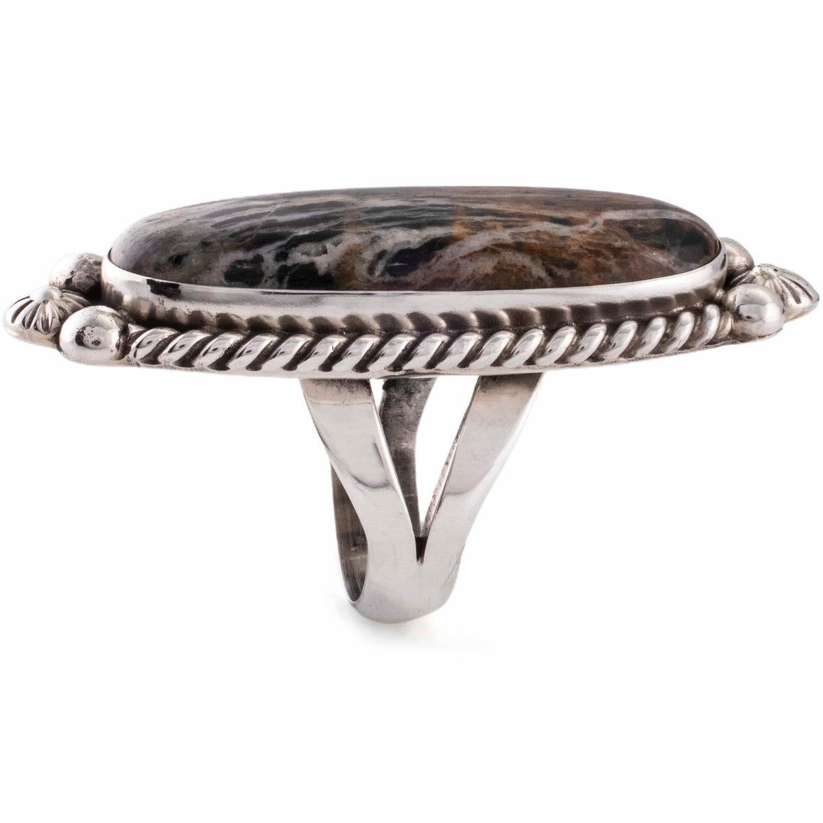 Kalifano Native American Jewelry 9 Eddie Secatero White Buffalo USA Native American Made 925 Sterling Silver Ring NAR1000.021.9