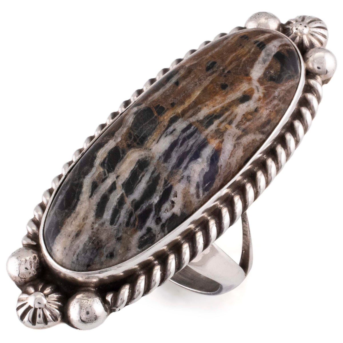 Kalifano Native American Jewelry 9 Eddie Secatero White Buffalo USA Native American Made 925 Sterling Silver Ring NAR1000.021.9