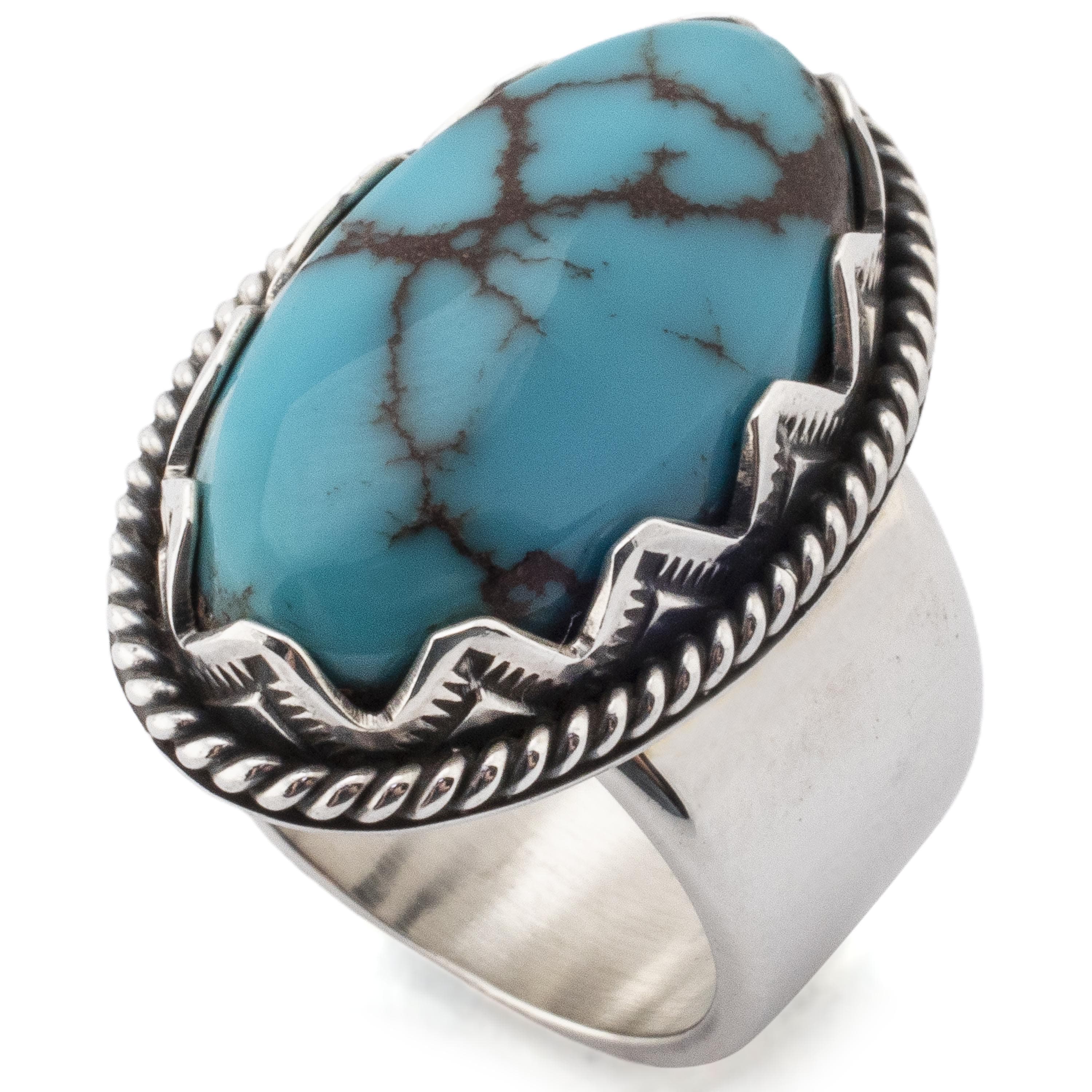 Kalifano Native American Jewelry 9 Elgin Tom Eygptian Turquoise USA Native American Made 925 Sterling Silver Ring NAR1000.009.9