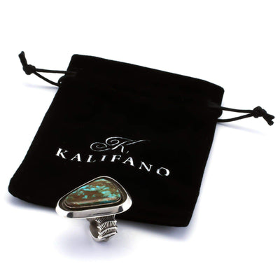 Kalifano Native American Jewelry 9 Laney Martinez Kingman Turquoise Native American Made 925 Sterling Silver Ring NAR2000.001.9
