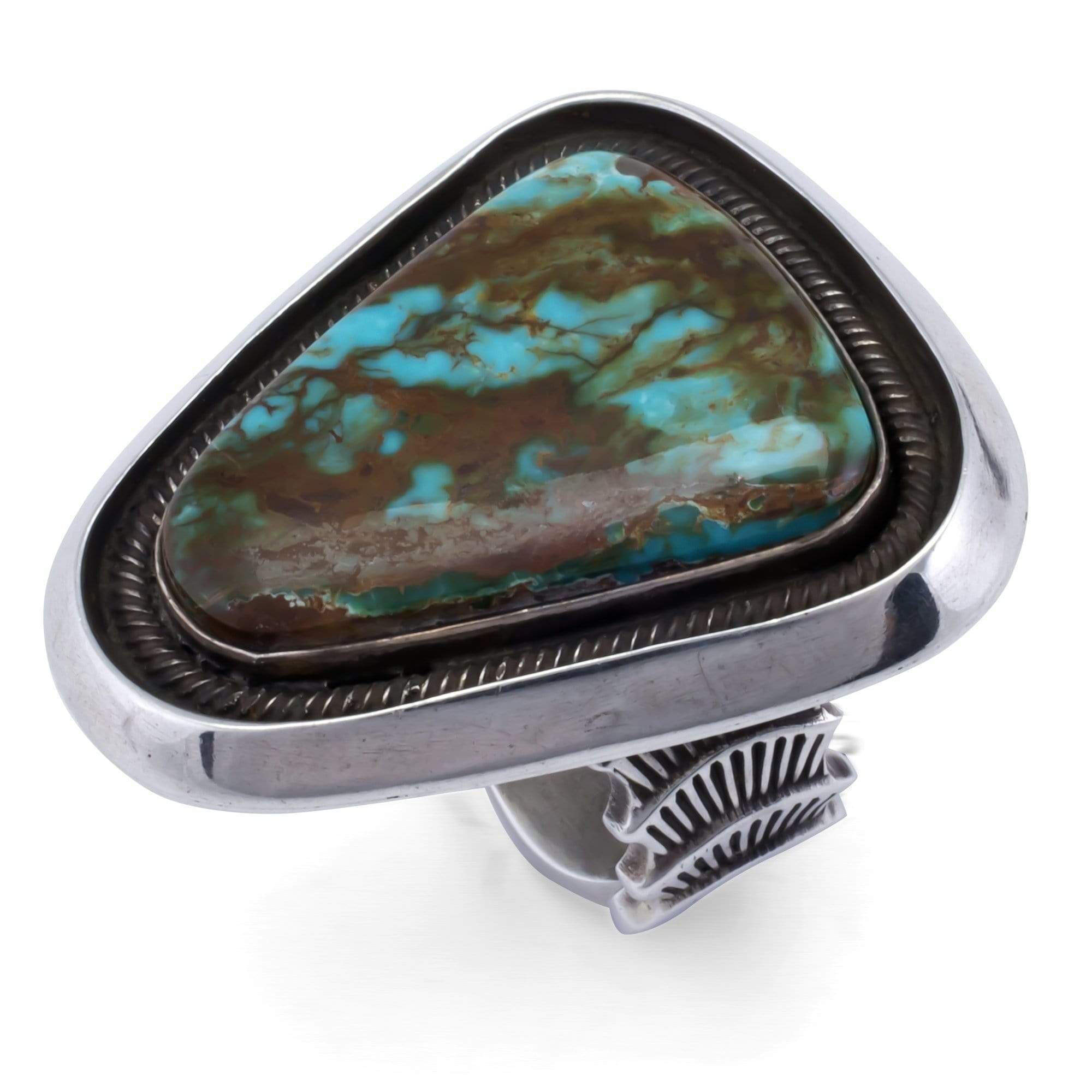Kalifano Native American Jewelry 9 Laney Martinez Kingman Turquoise Native American Made 925 Sterling Silver Ring NAR2000.001.9