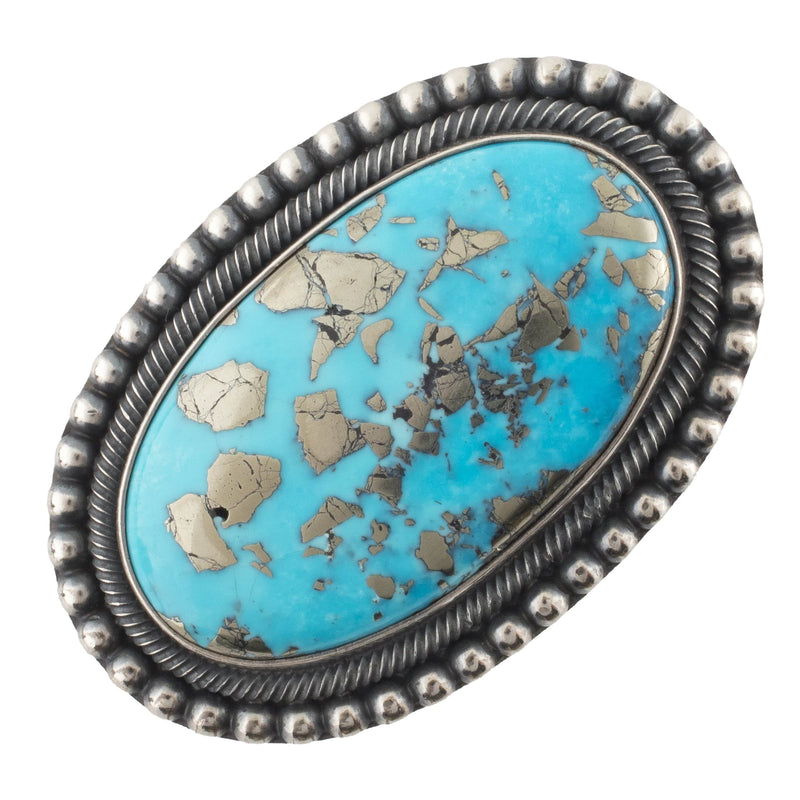 Kalifano Native American Jewelry 9 Persian Turquoise USA Native American Made 925 Sterling Silver Ring NAR1400.006.9