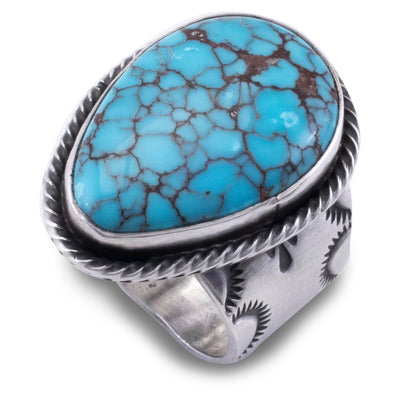 Kalifano Native American Jewelry 9 Prince Turquoise Teardrop USA Native American Made 925 Sterling Silver Ring NAR1200.049.9