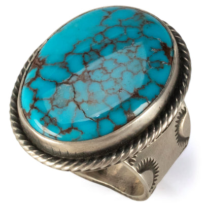 Kalifano Native American Jewelry 9 Randall Enditto Navajo Prince Turquoise USA Native American Made 925 Sterling Silver Ring NAR1400.023.9