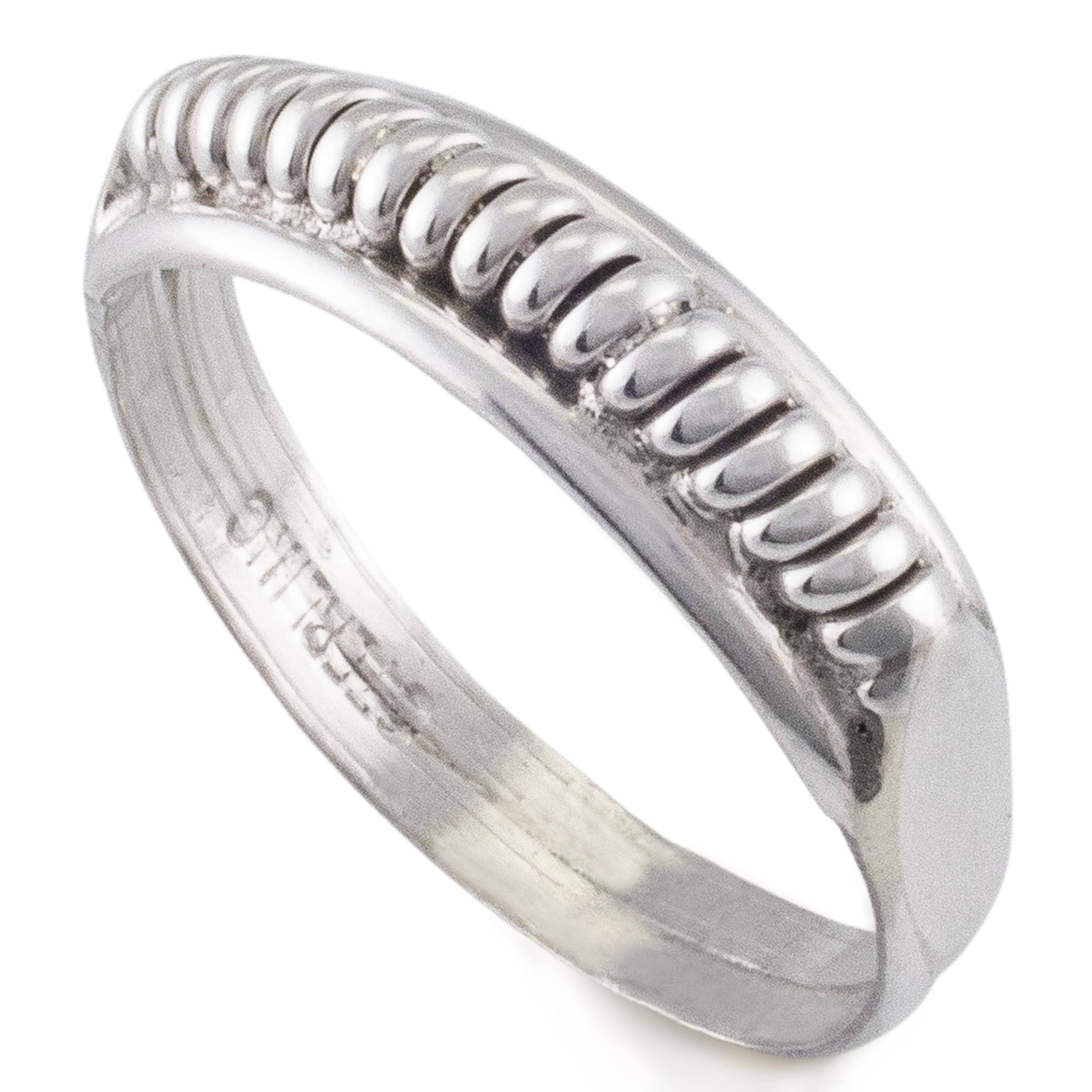 Kalifano Native American Jewelry 925 Sterling Silver Braided Rope USA Native American Made Ring