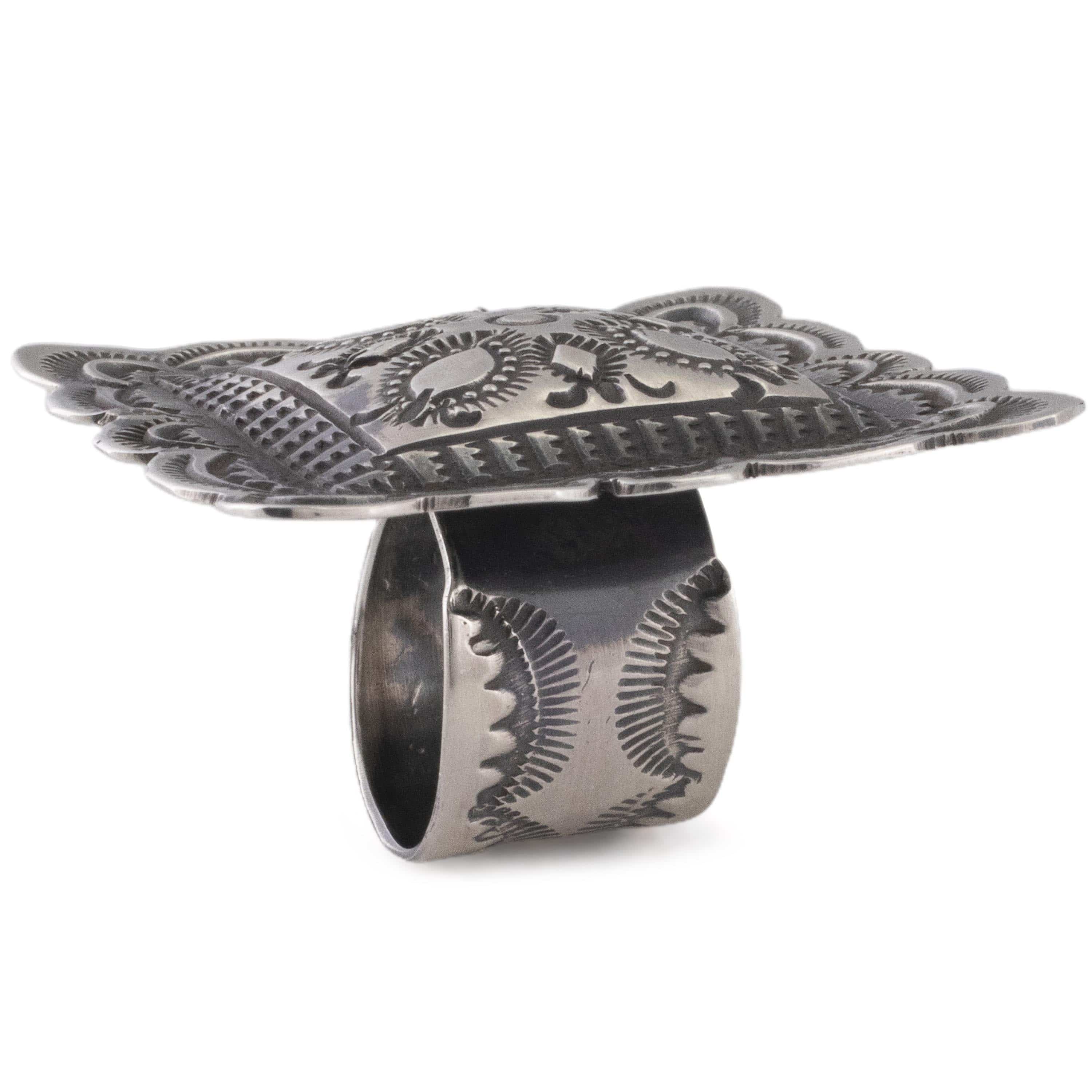 Kalifano Native American Jewelry ADJUSTABLE Vincent Platero Navajo Adjustable USA Native American Made 925 Sterling Silver Ring NAR700.025.ADJ