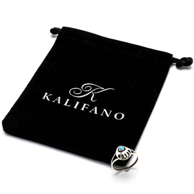 Kalifano Native American Jewelry Bear Claw with Turquoise Inlay USA Native American Made Sterling Silver Ring