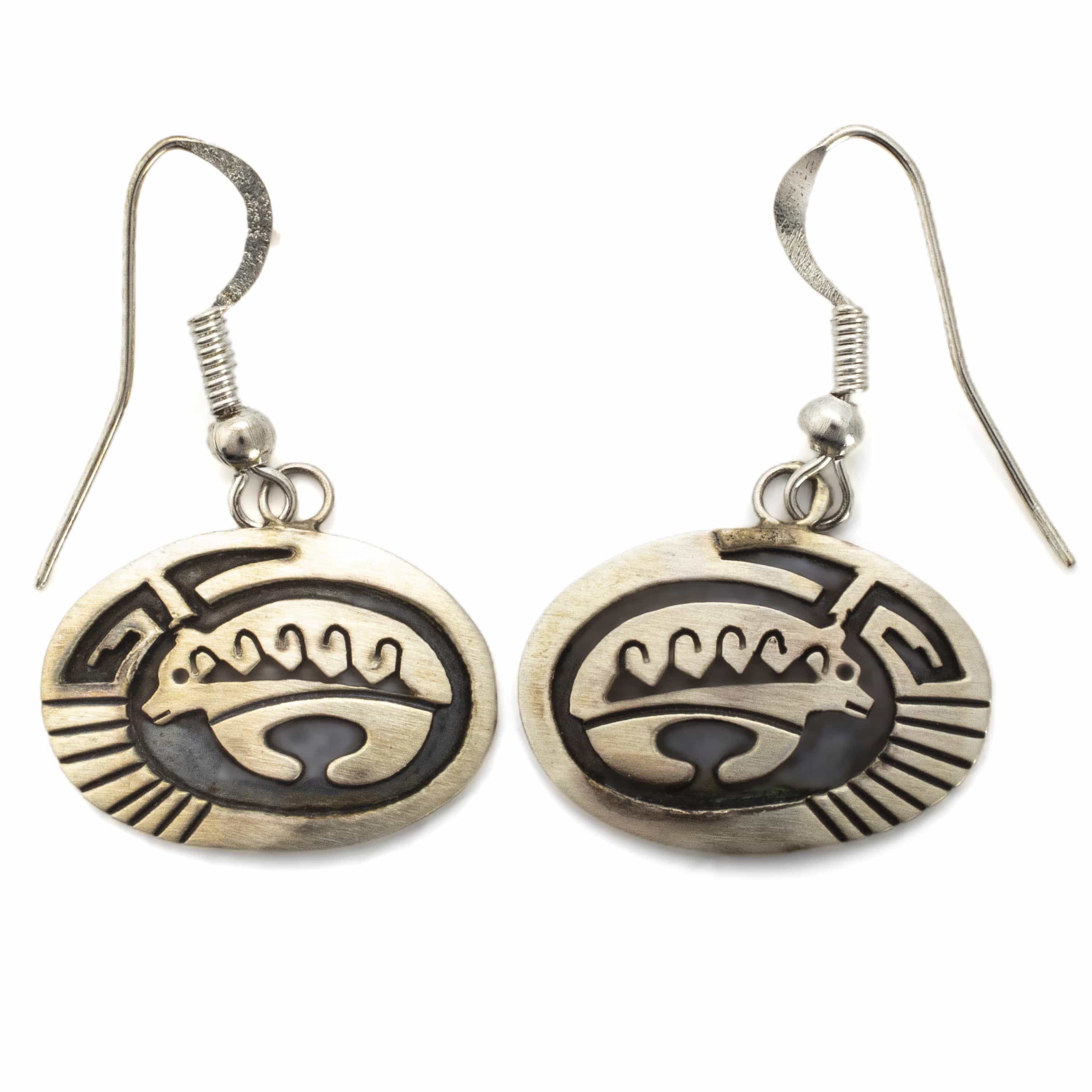 Kalifano Native American Jewelry Bear USA Native American Made Sterling Silver Earrings NAE150.005