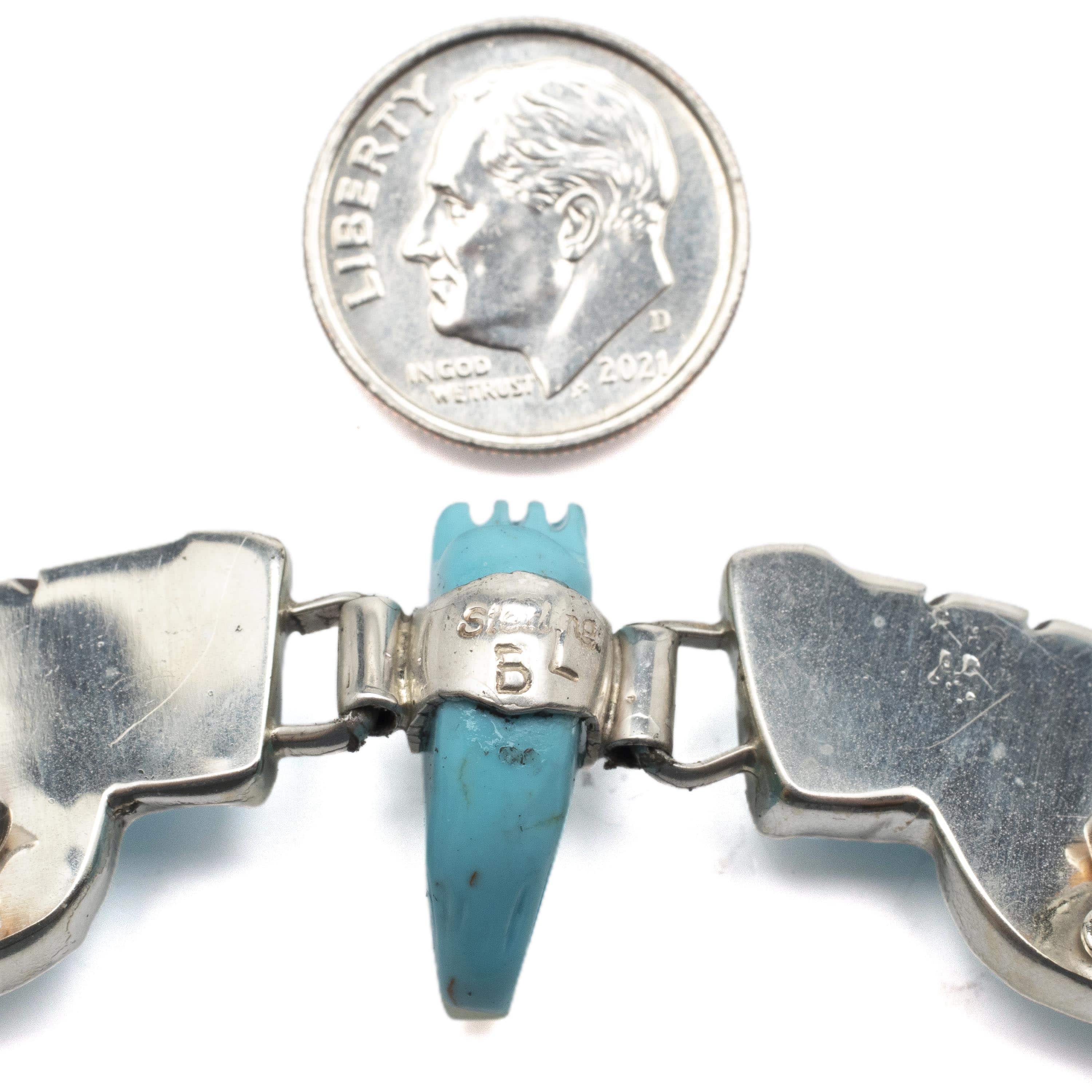 Kalifano Native American Jewelry Ben Livingston Turquoise Eagle USA Native American Made 925 Sterling Silver Necklace NAN500.004