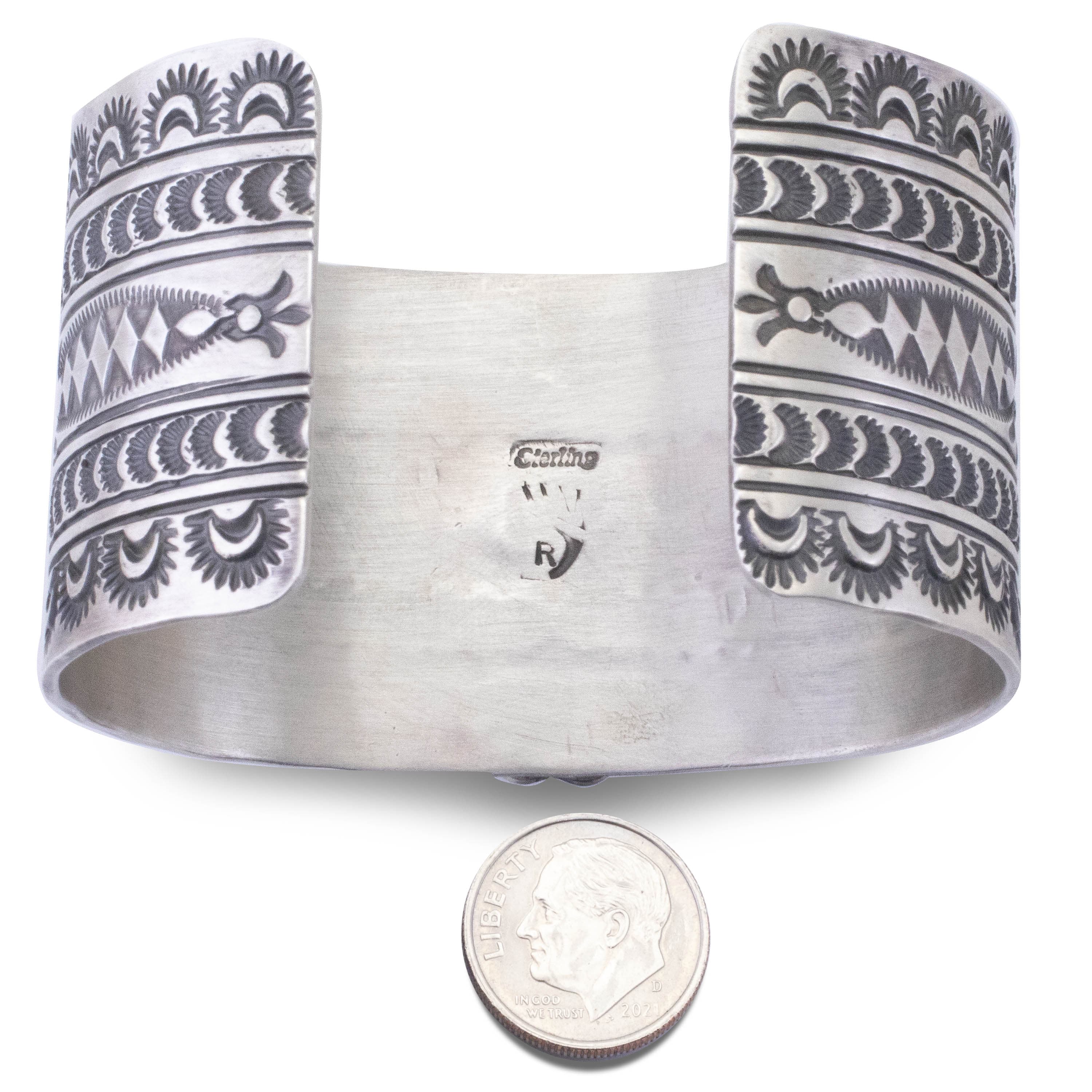 Kalifano Native American Jewelry Bennie Ramone Navajo Royston Turquoise USA Native American Made 925 Sterling Silver Cuff NAB3000.008