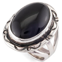 Black Onyx Oval USA Native American Made 925 Sterling Silver Ring Main Image