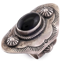Bobby Johnson Navajo Black Onyx USA Native American Made 925 Sterling Silver Ring Main Image