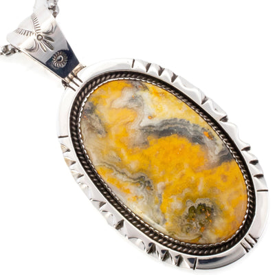 Kalifano Native American Jewelry Bumblebee Jasper USA Native American Made 925 Sterling Silver Pendant NAN1400.008