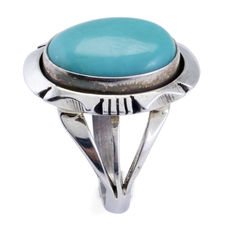 Kalifano Native American Jewelry Campitos Turquoise USA Native American Made 925 Sterling Silver Ring