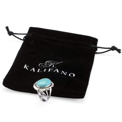 Kalifano Native American Jewelry Campitos Turquoise USA Native American Made 925 Sterling Silver Ring