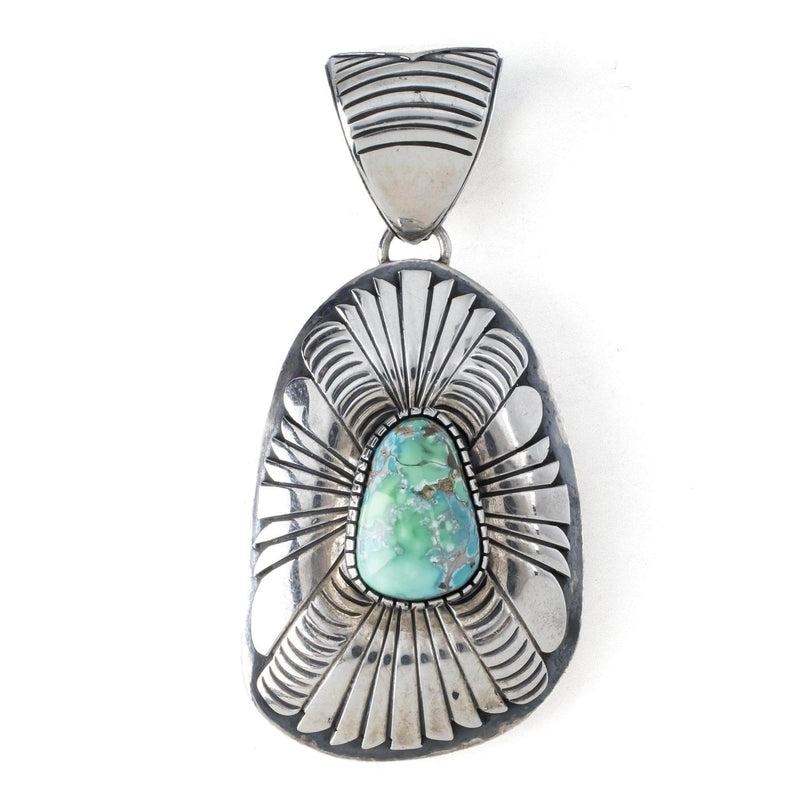 Kalifano Native American Jewelry Carico Lake Turquoise Native American Made 925 Sterling Silver Pendant NAN2400.001