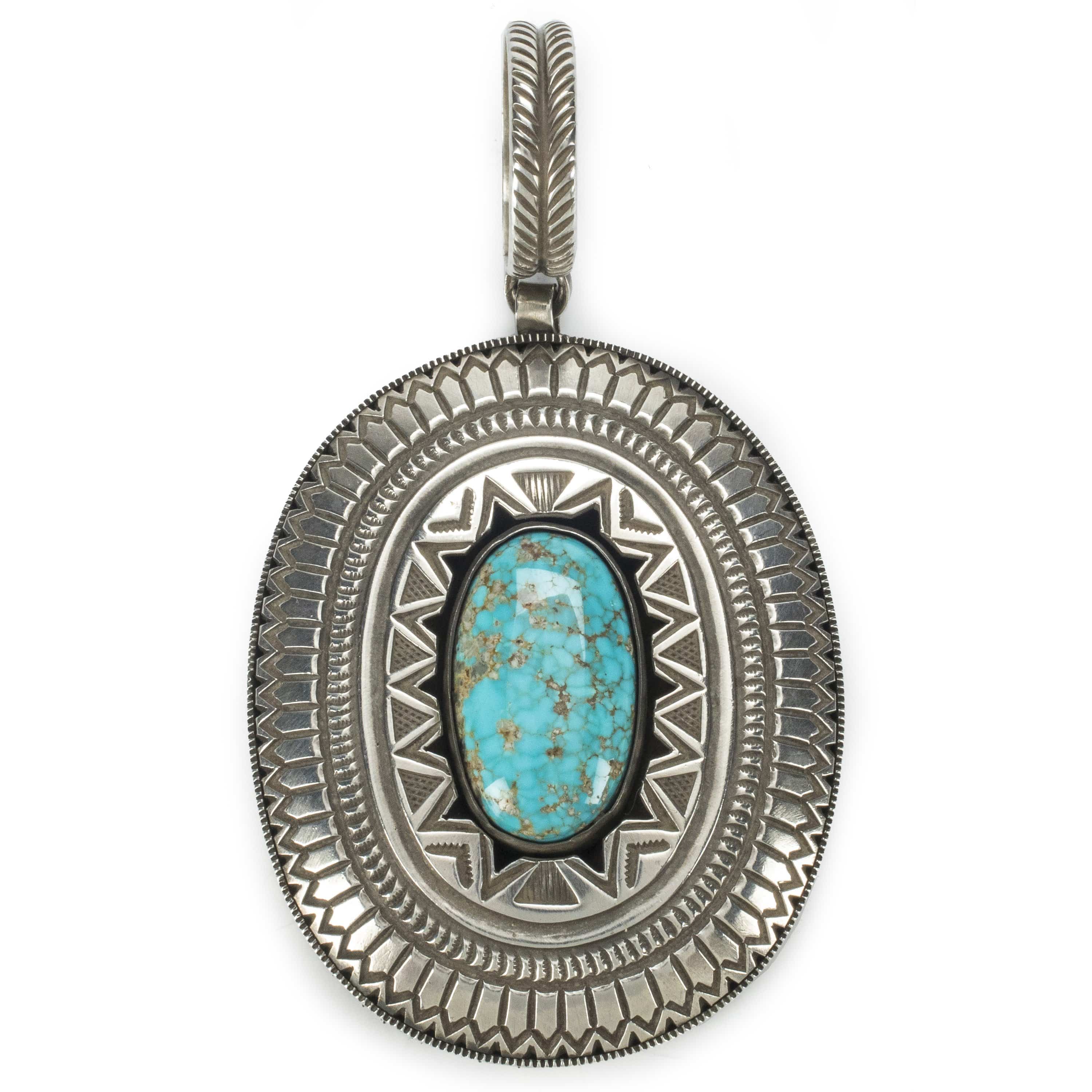 Kalifano Native American Jewelry Carico Lake Turquoise Navajo USA Native American Made 925 Sterling Silver Pendant NAN6000.001