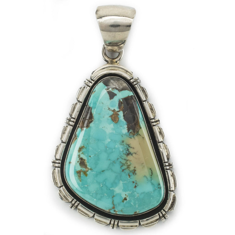 Kalifano Native American Jewelry Carico Lake Turquoise USA Native American Made 925 Sterling Silver Pendant NAN1800.008