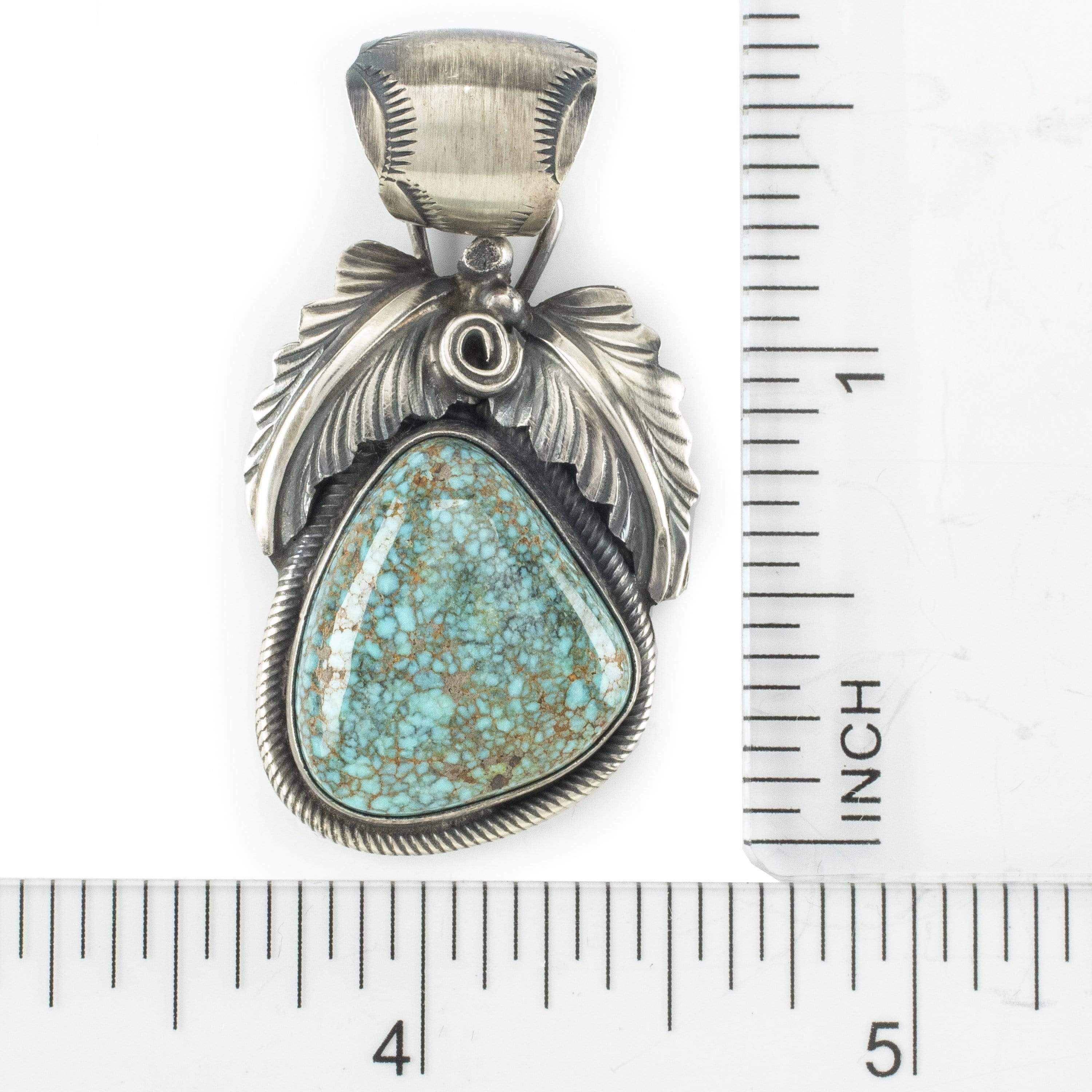 Kalifano Native American Jewelry Carico Lake Turquoise USA Native American Made 925 Sterling Silver Pendant NAN600.010