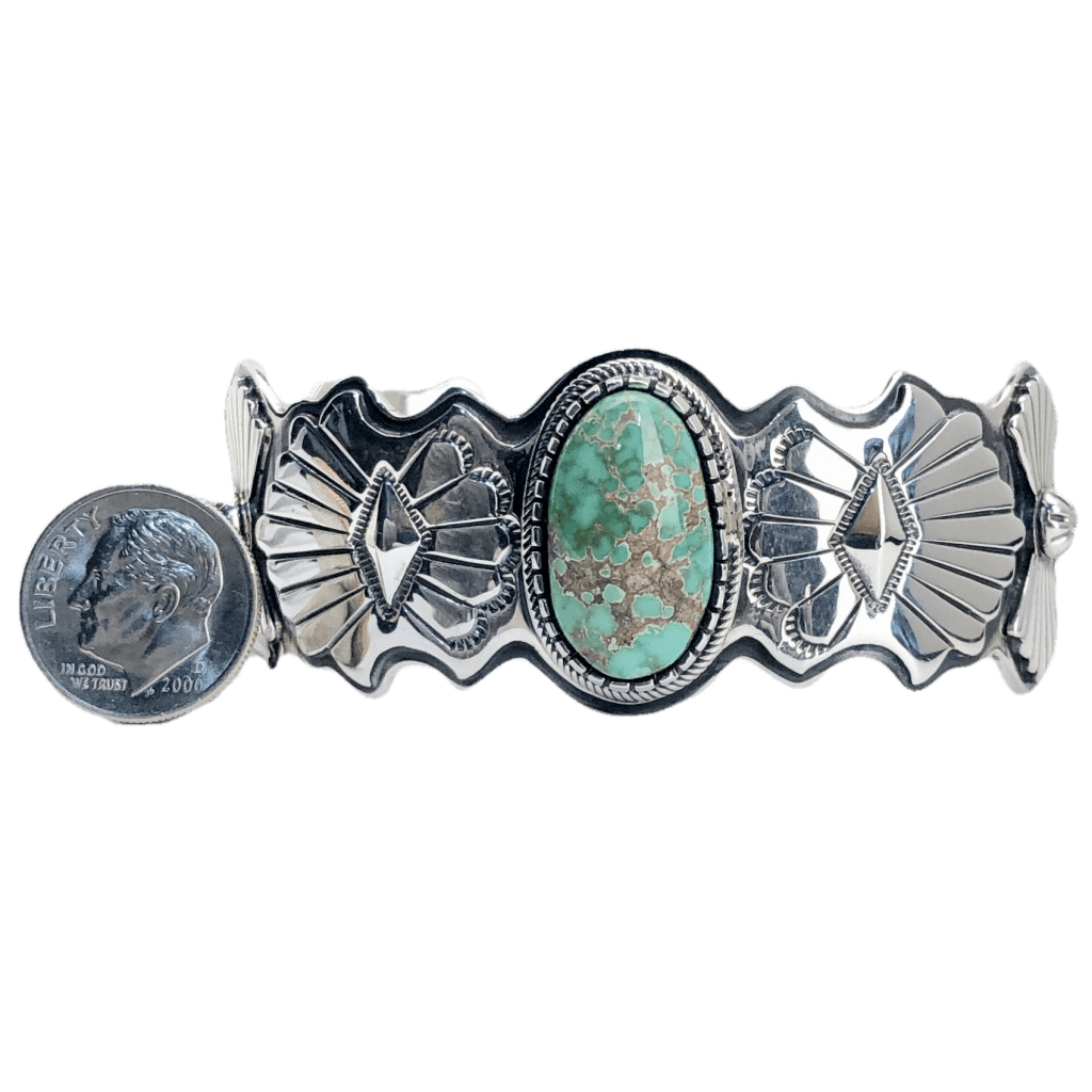 Kalifano Native American Jewelry D. Clark Carico Lake Turquoise Native American Made 925 Sterling Silver Cuff NAB3000.002