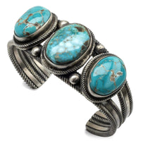 D. Livingston Kingman Turquoise USA Native American Made 925 Sterling Silver Cuff Main Image