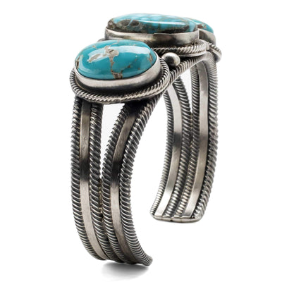 Kalifano Native American Jewelry D. Livingston Kingman Turquoise USA Native American Made 925 Sterling Silver Cuff NAB3500.001