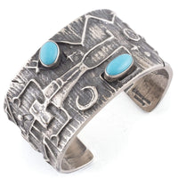 Darrin Livingston Kingman Turquoise USA Native American Made 925 Sterling Silver Cuff Main Image