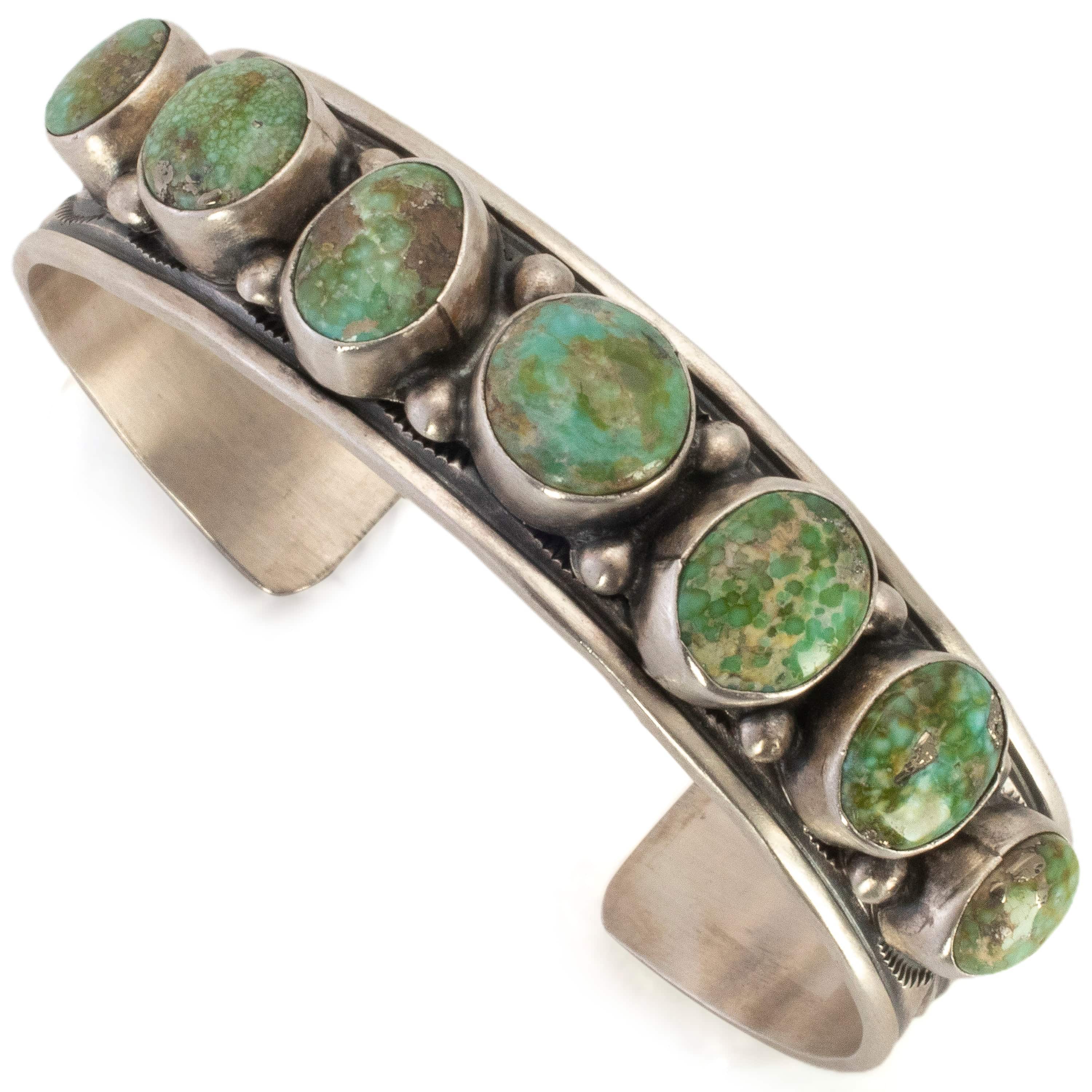 Kalifano Native American Jewelry Darrin Livingston Navajo Sonoran Gold Turquoise USA Native American Made 925 Sterling Silver Cuff NAB2400.013