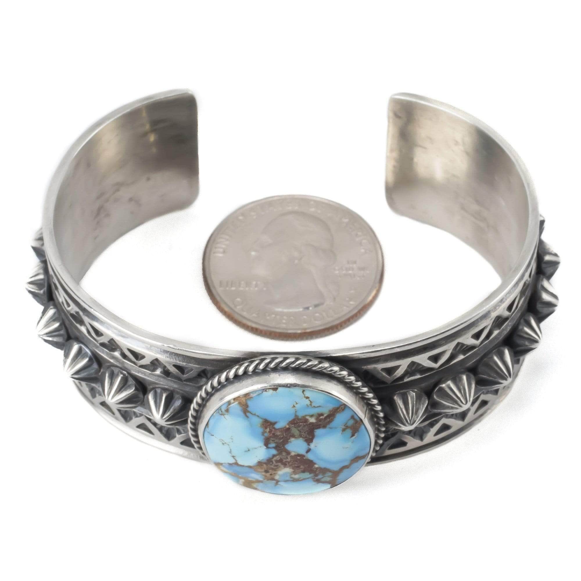 Kalifano Native American Jewelry Donovan Cadman Golden Hills Turquoise Native American Made 925 Sterling Silver Cuff NAB2700.001