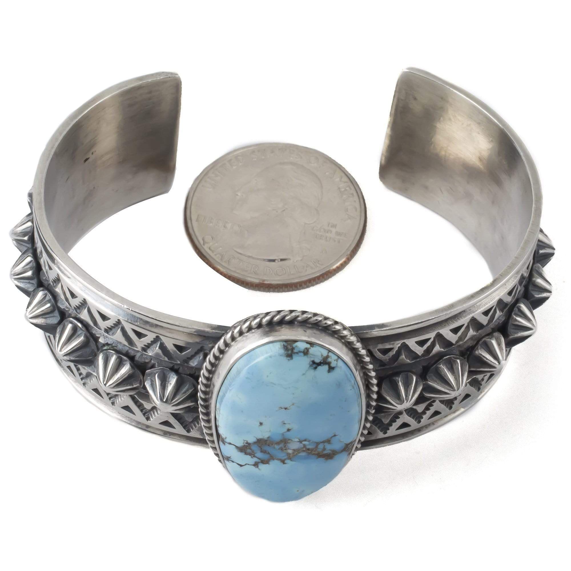 Kalifano Native American Jewelry Donovan Cadman Golden Hills Turquoise Native American Made 925 Sterling Silver Cuff NAB2700.002