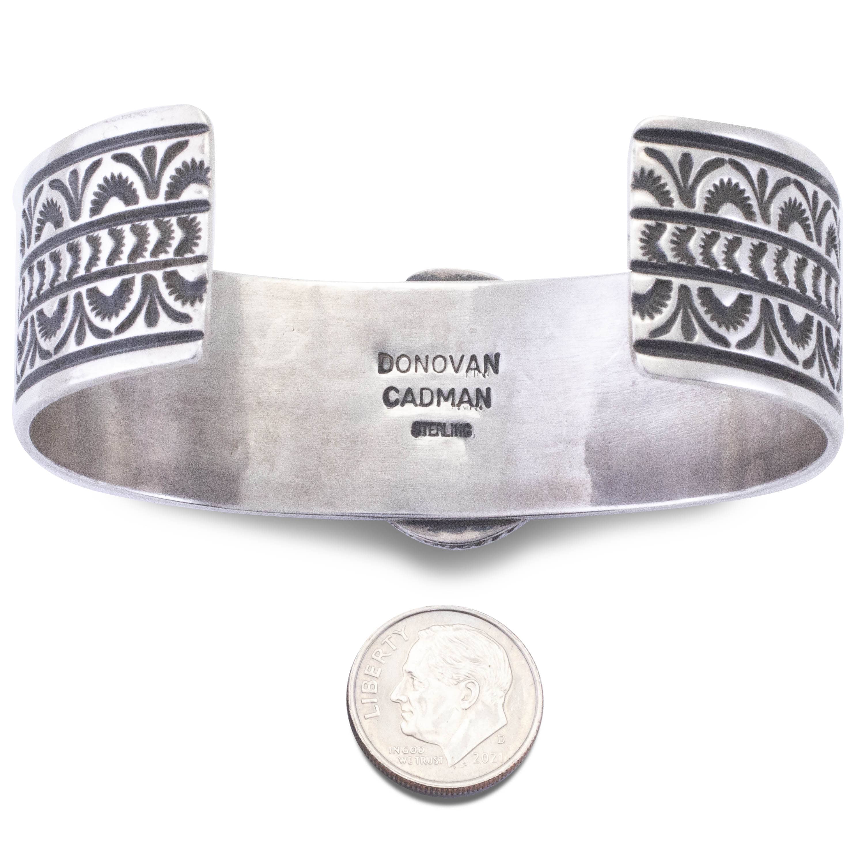 Kalifano Native American Jewelry Donovan Cadman Navajo Kingman Turquoise USA Native American Made 925 Sterling Silver Cuff NAB2700.011