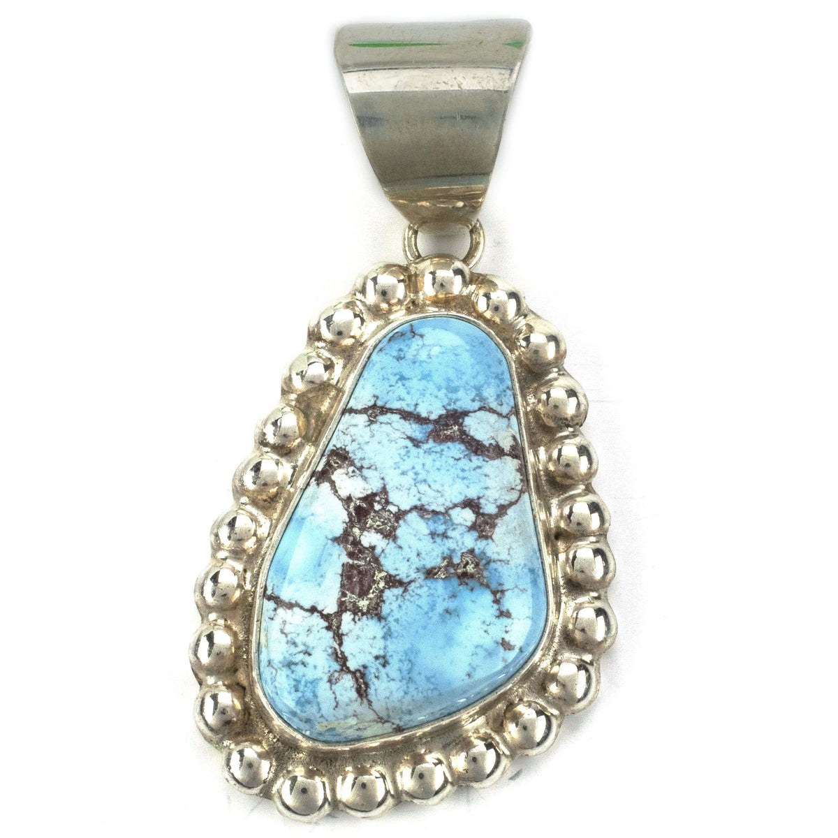 Kalifano Native American Jewelry Eddie Secatero Golden Hills Turquoise USA Native American Made 925 Sterling Silver Pendant NAN900.012