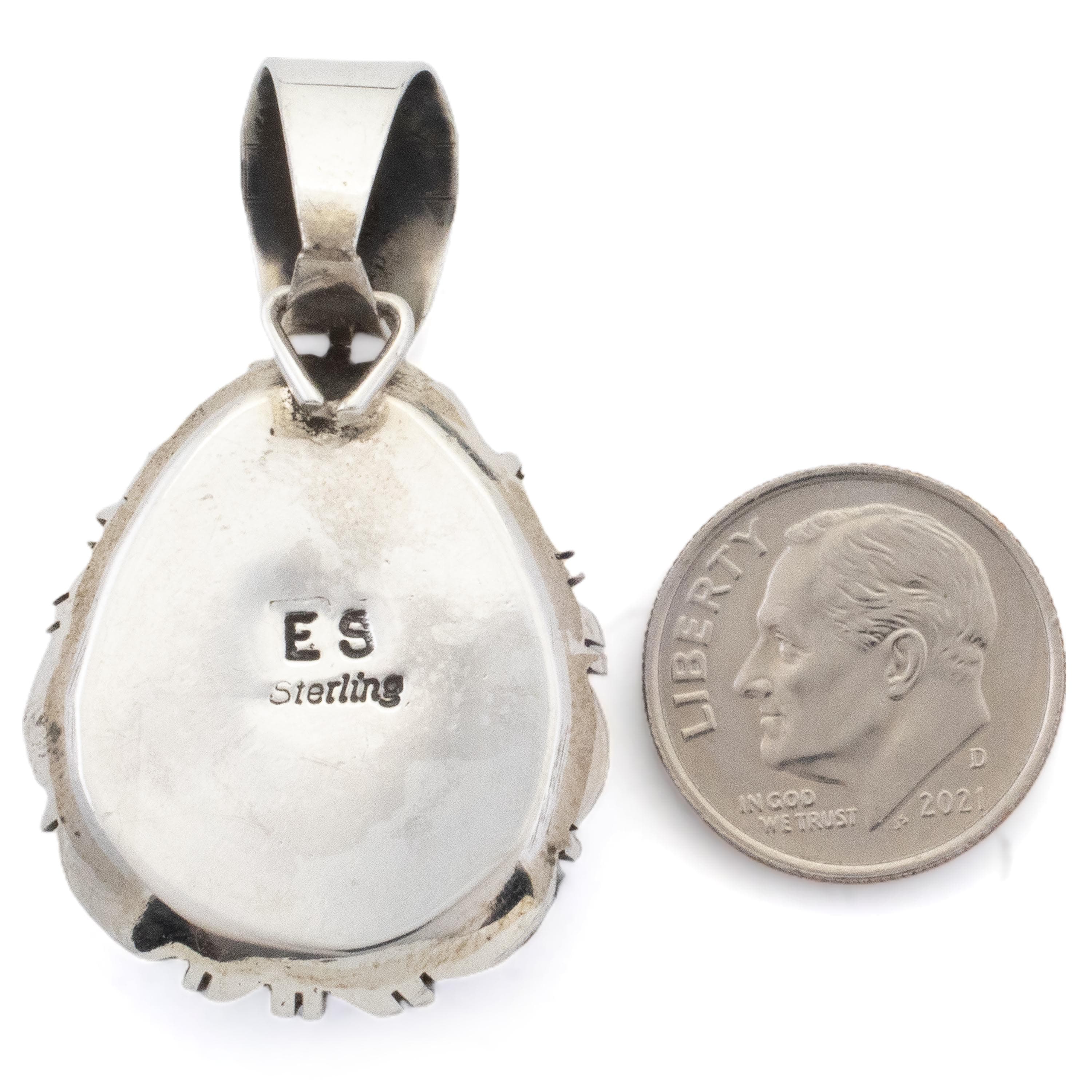Kalifano Native American Jewelry Eddie Secatero Navajo Agerite USA Native American Made 925 Sterling Silver Pendant NAN600.021