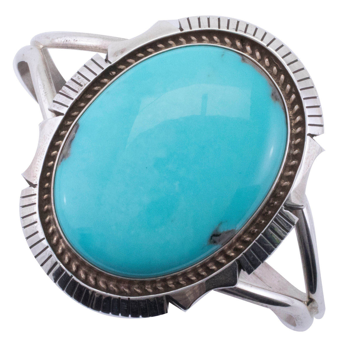 Kalifano Native American Jewelry Eddie Secatero Navajo Campitos Turquoise USA Native American Made 925 Sterling Silver Cuff NAB1400.002