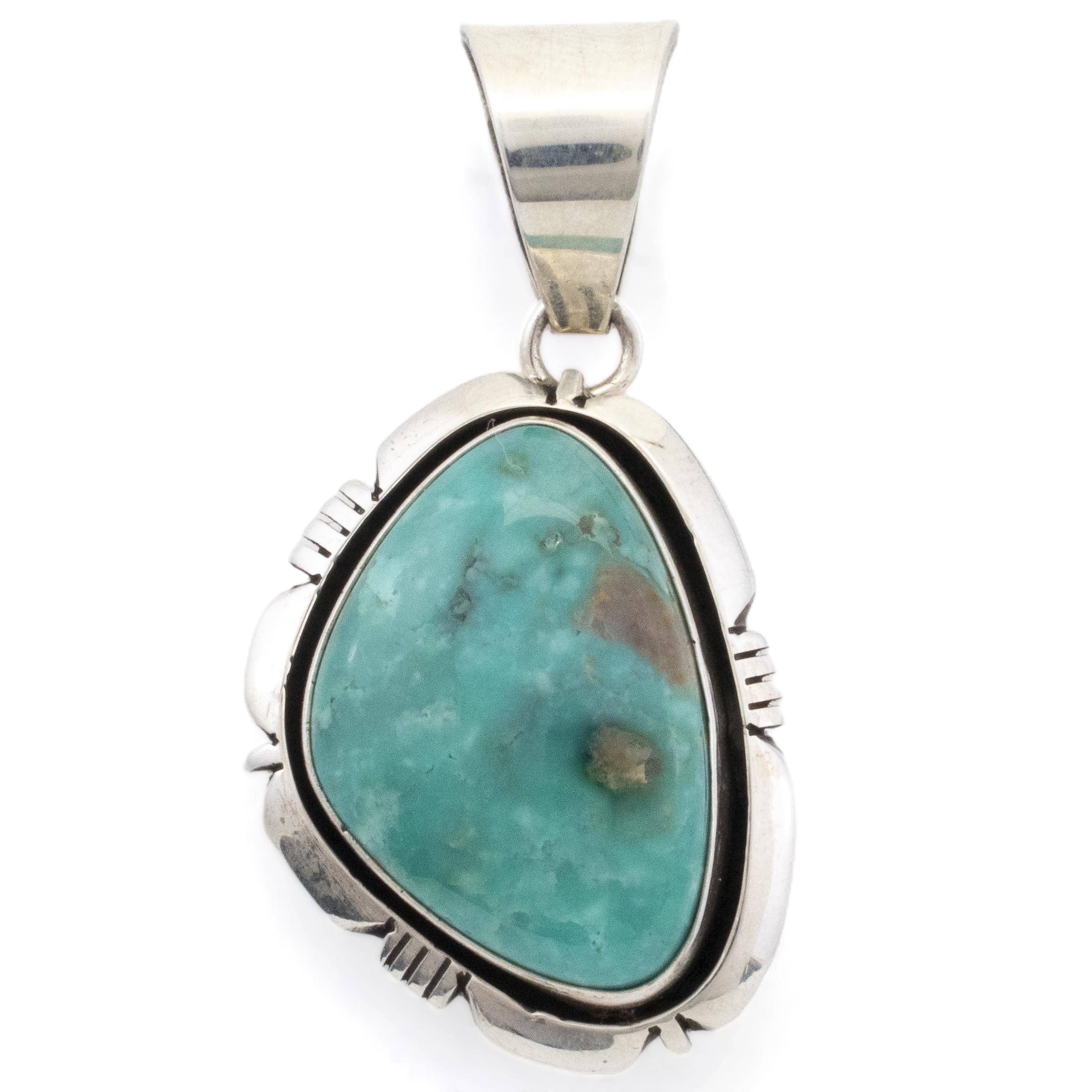 Kalifano Native American Jewelry Eddie Secatero Navajo Campitos Turquoise USA Native American Made 925 Sterling Silver Pendant NAN1000.005