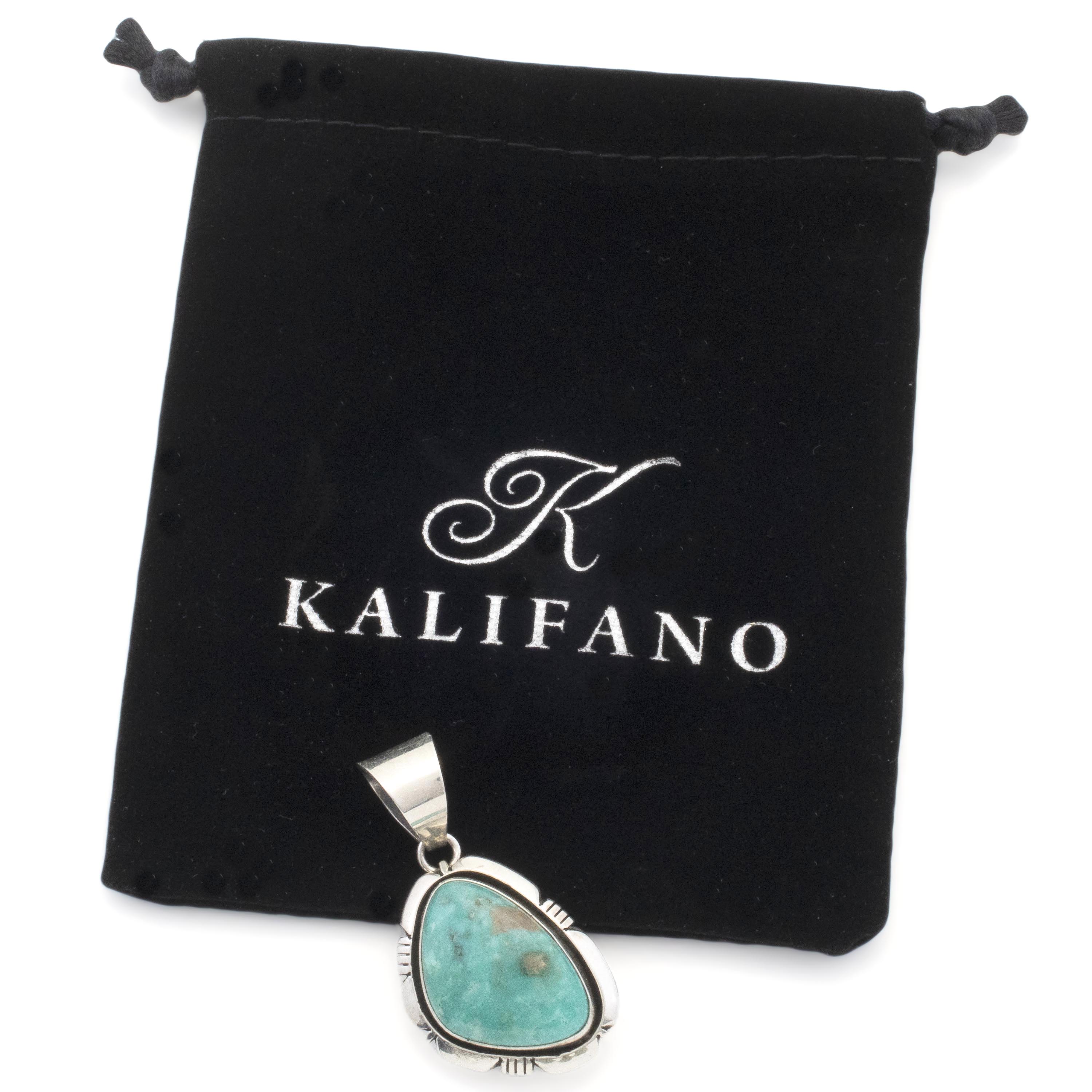 Kalifano Native American Jewelry Eddie Secatero Navajo Campitos Turquoise USA Native American Made 925 Sterling Silver Pendant NAN1000.005