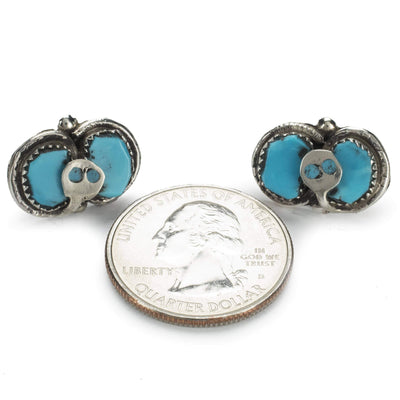 Kalifano Native American Jewelry Effie Calavaza Kingman Turquoise Petit Point USA Native American Made 925 Sterling Silver Earrings with Stud Backing NAE400.006