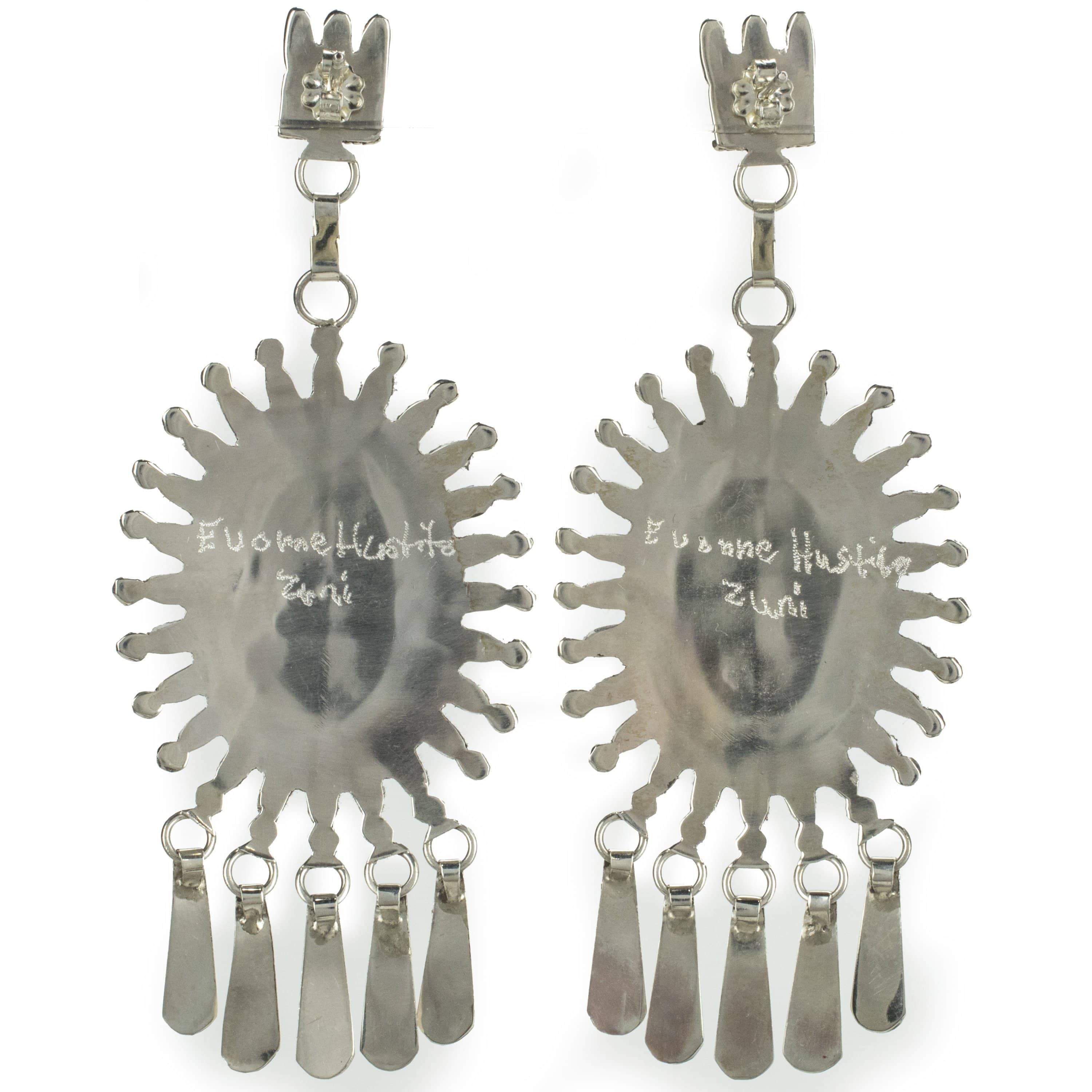 Kalifano Native American Jewelry Euome Hustito Kingman Turquoise Zuni Needle Point USA Native American Made 925 Sterling Silver Earrings with Stud Backing NAE1700.001