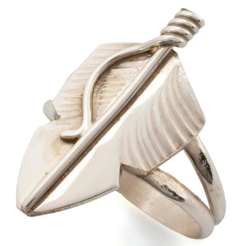 Kalifano Native American Jewelry Feather USA Native American Made 925 Sterling Silver Ring