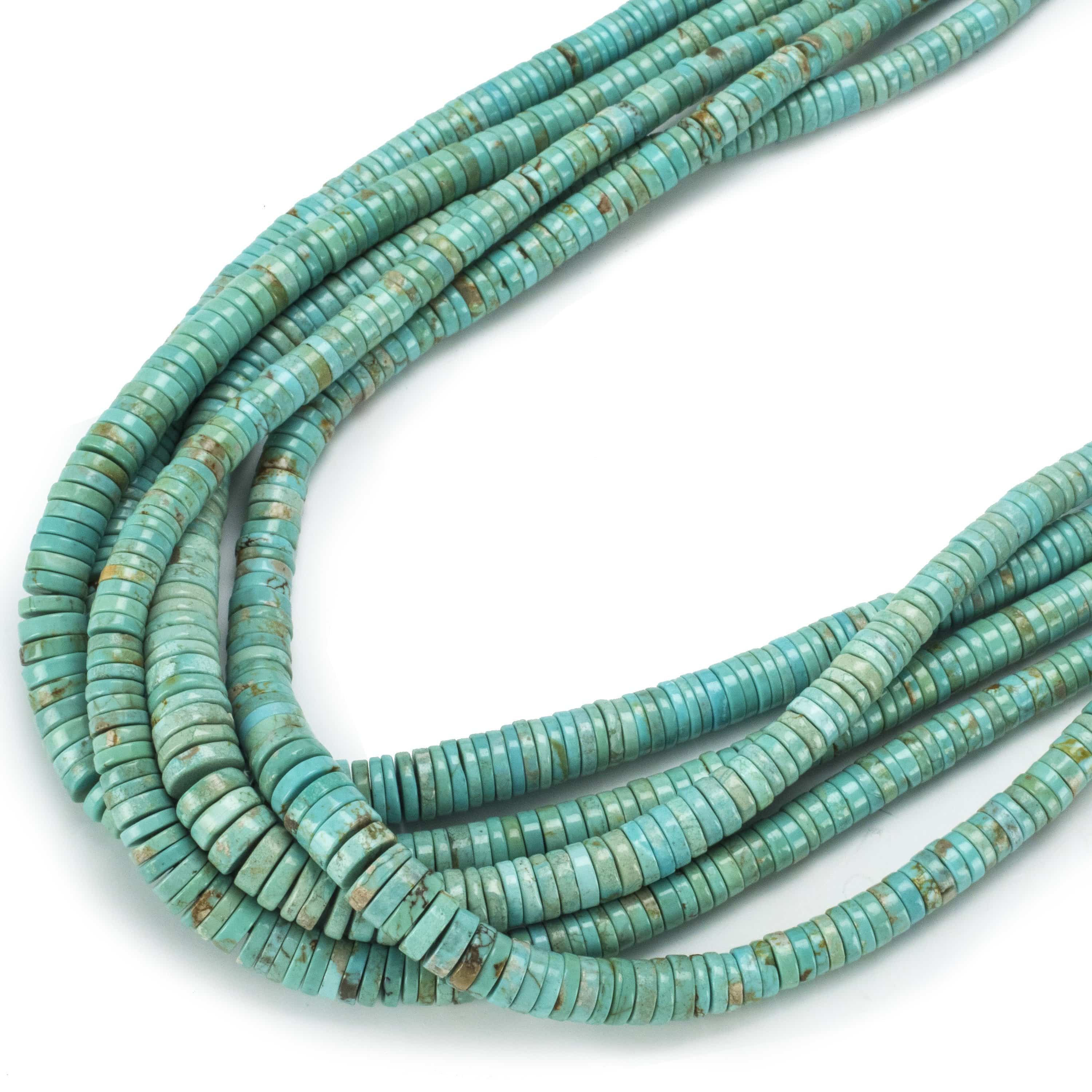 Kalifano Native American Jewelry Five Strand Tyrone Turquoise Native American Made 925 Sterling Silver Necklace NAN4800.001