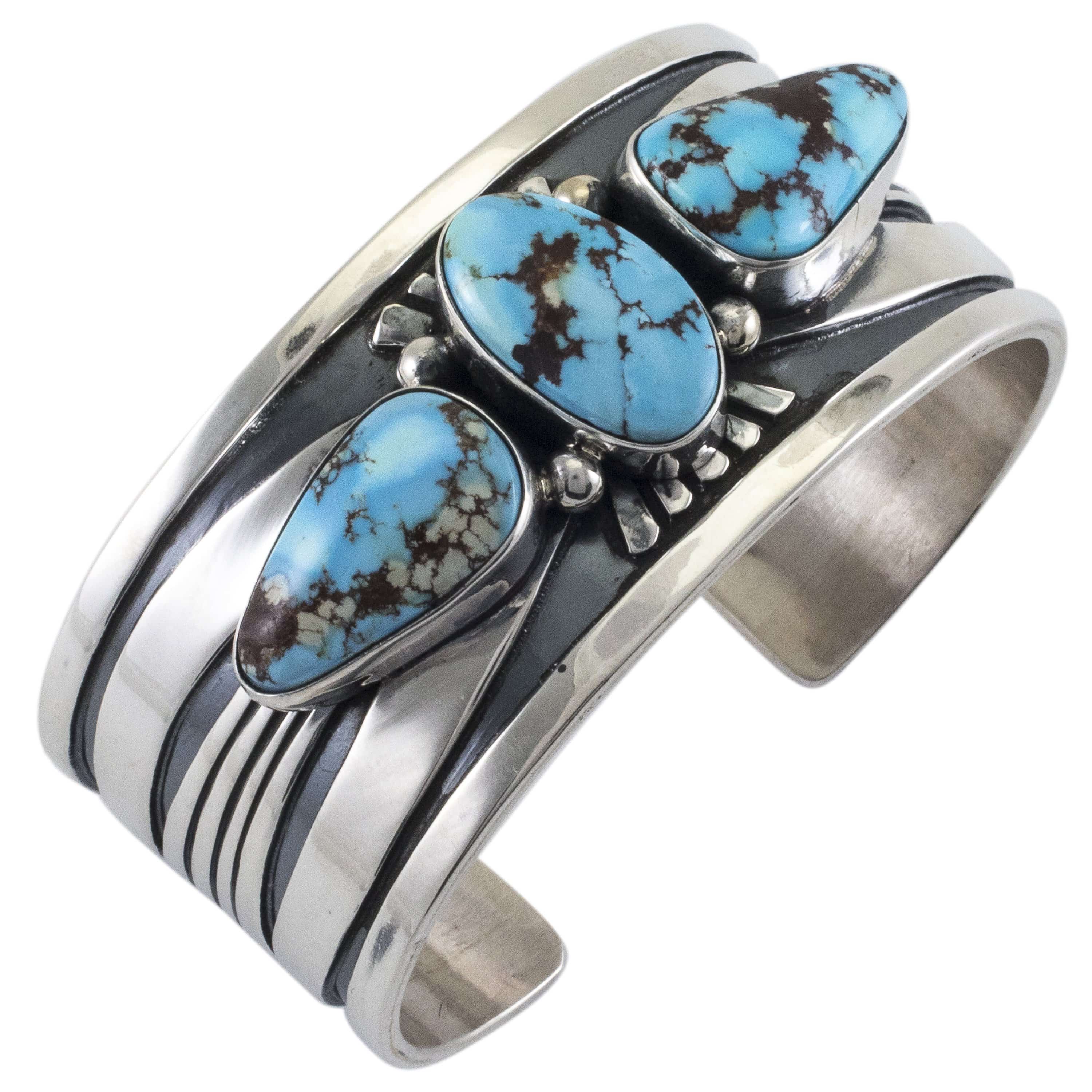 Kalifano Native American Jewelry Golden Hills Turquoise USA Native American Made 925 Sterling Silver Cuff NAB4500.006