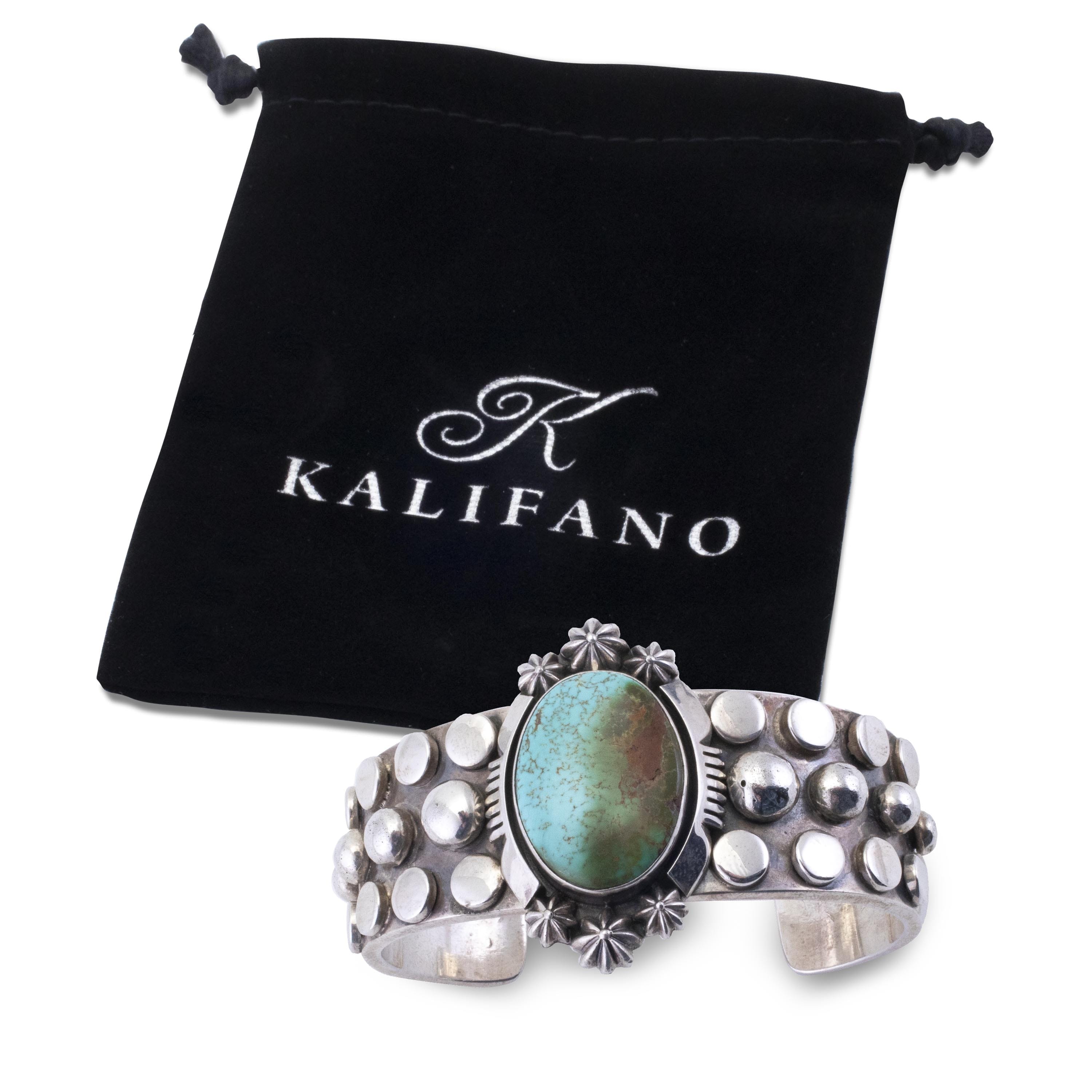 Kalifano Native American Jewelry Jimmy Secatero Navajo Sonoran Gold Turquoise USA Native American Made 925 Sterling Silver Cuff NAB3000.010
