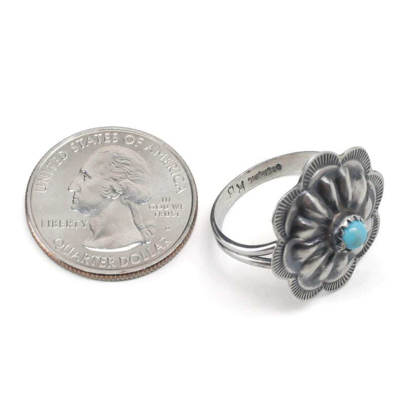 Kalifano Native American Jewelry Joann Begay Turqoise Native American Made Sterling Silver Ring