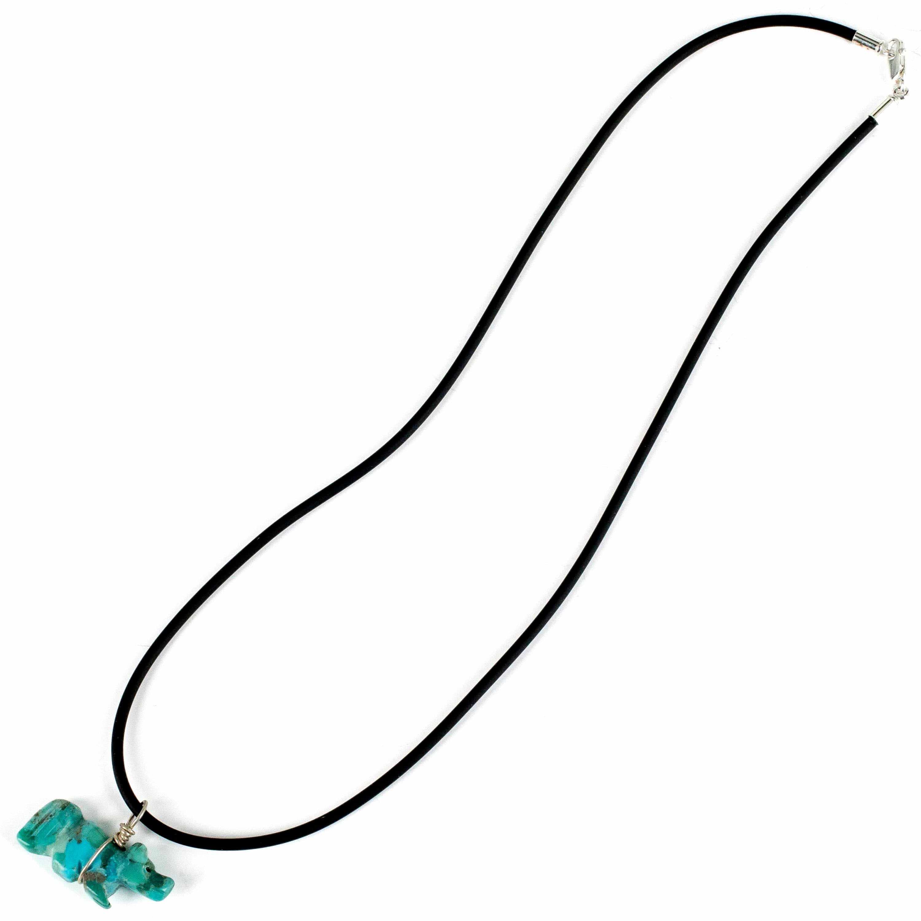 Kalifano Native American Jewelry Kingman Turquoise Fetish Carving USA Native American Made Necklace with Leather Cord NAN80.006