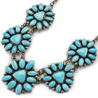 Kingman Turquoise Flower USA Native American Made 925 Sterling Silver Necklace Main Image