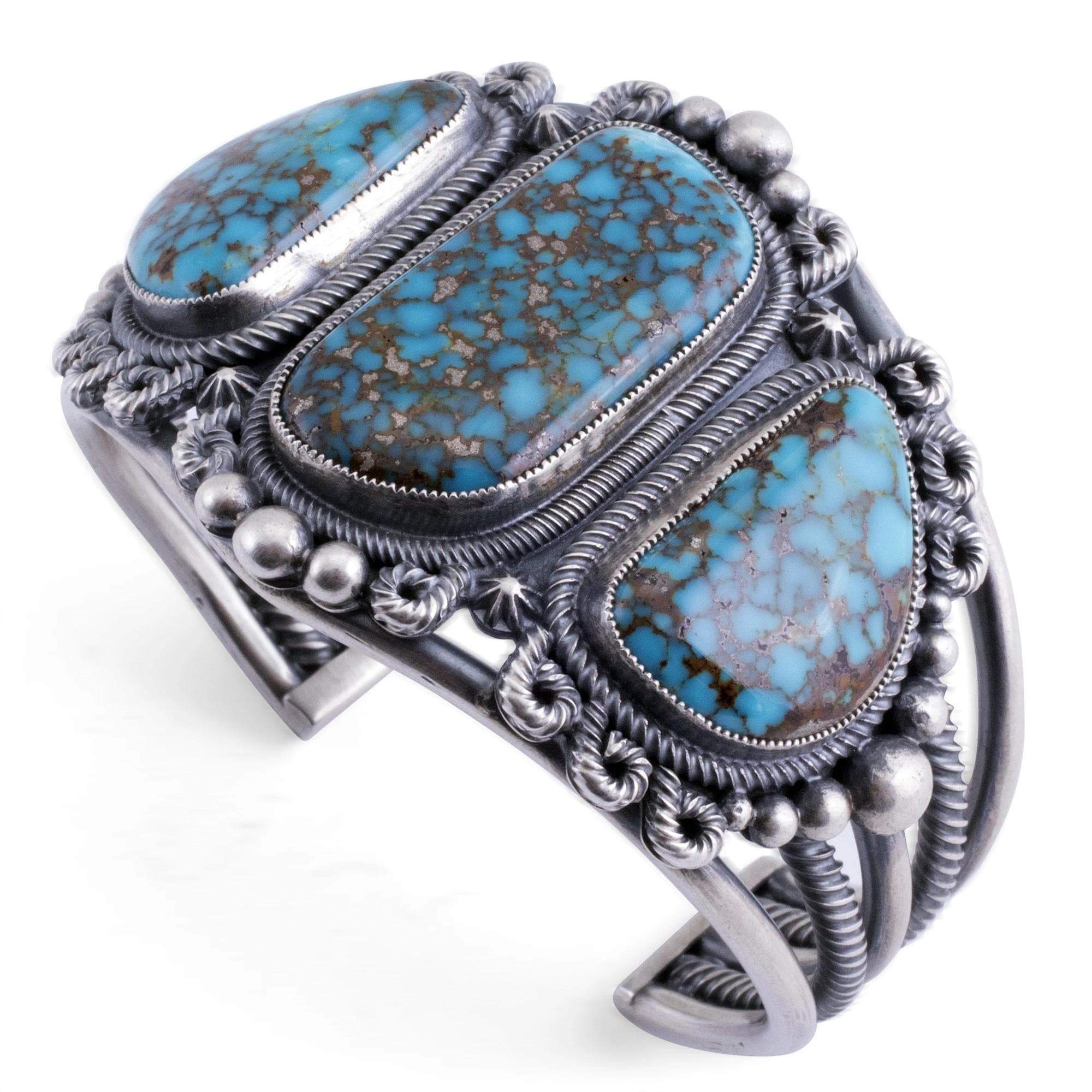 Kalifano Native American Jewelry Kingman Turquoise USA Native American Made 925 Sterling Silver Cuff NAB4200.001