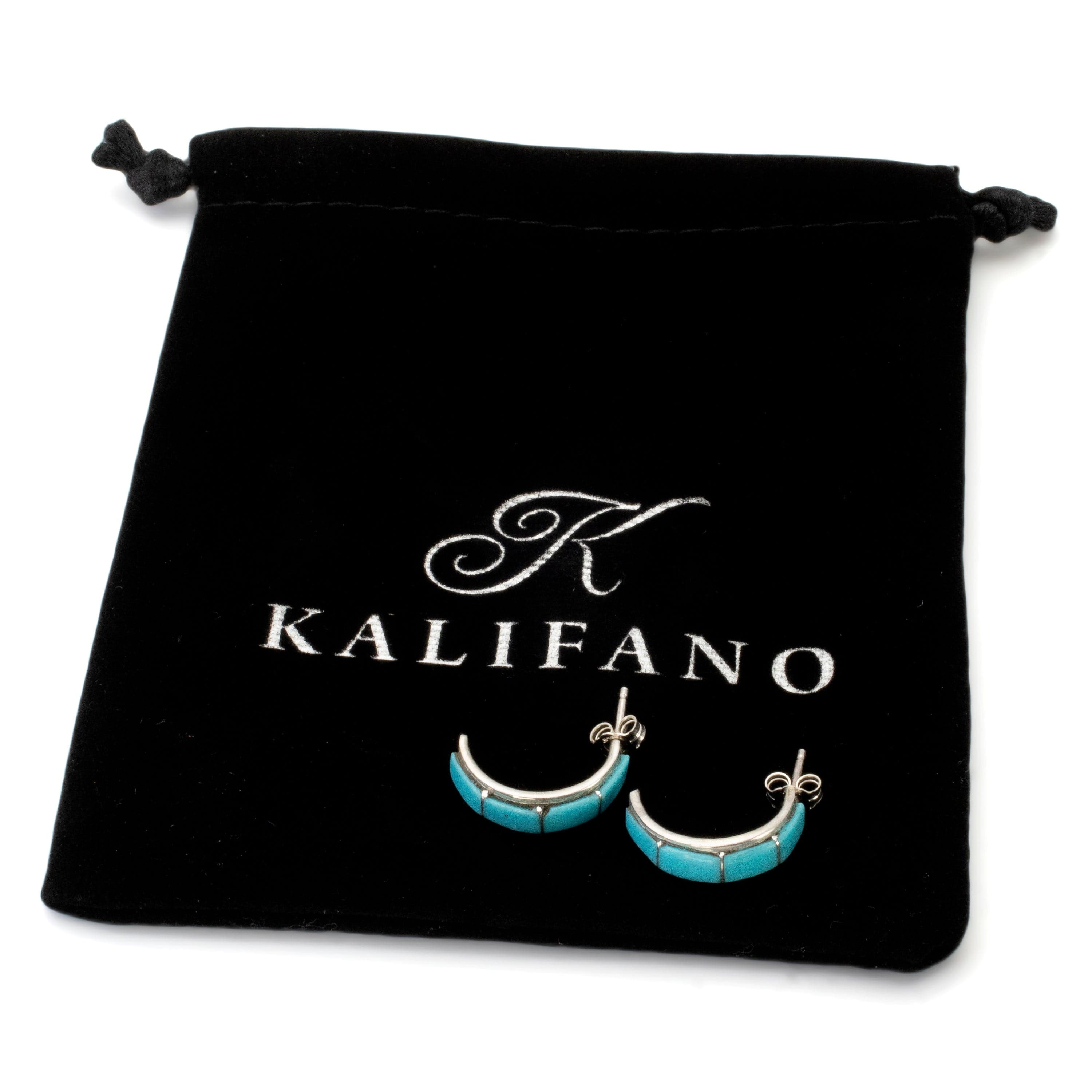 KALIFANO Native American Jewelry Kingman Turquoise USA Native American Made 925 Sterling Silver Earrings NAE300.012