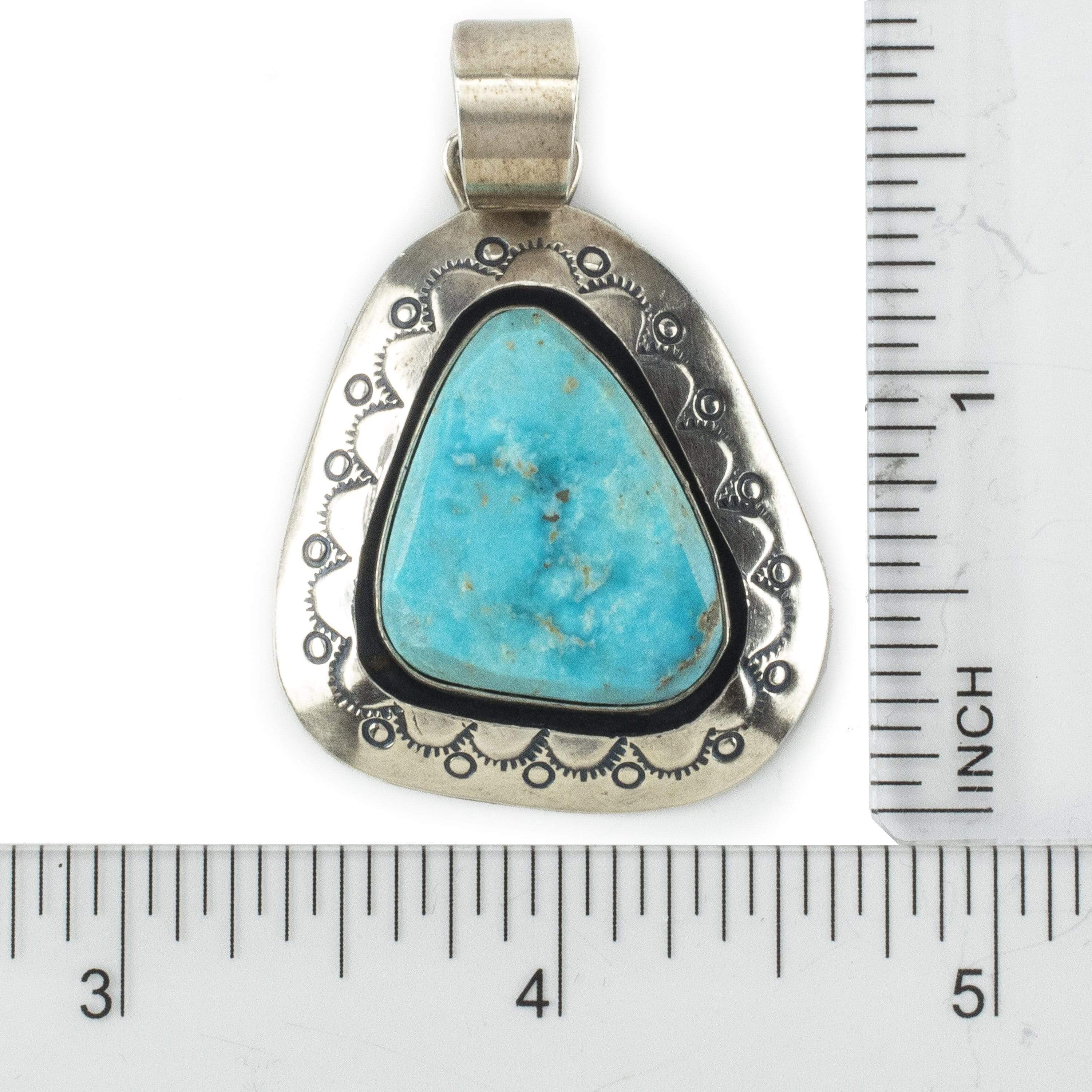 Kalifano Native American Jewelry Kingman Turquoise USA Native American Made 925 Sterling Silver Pendant NAN600.011