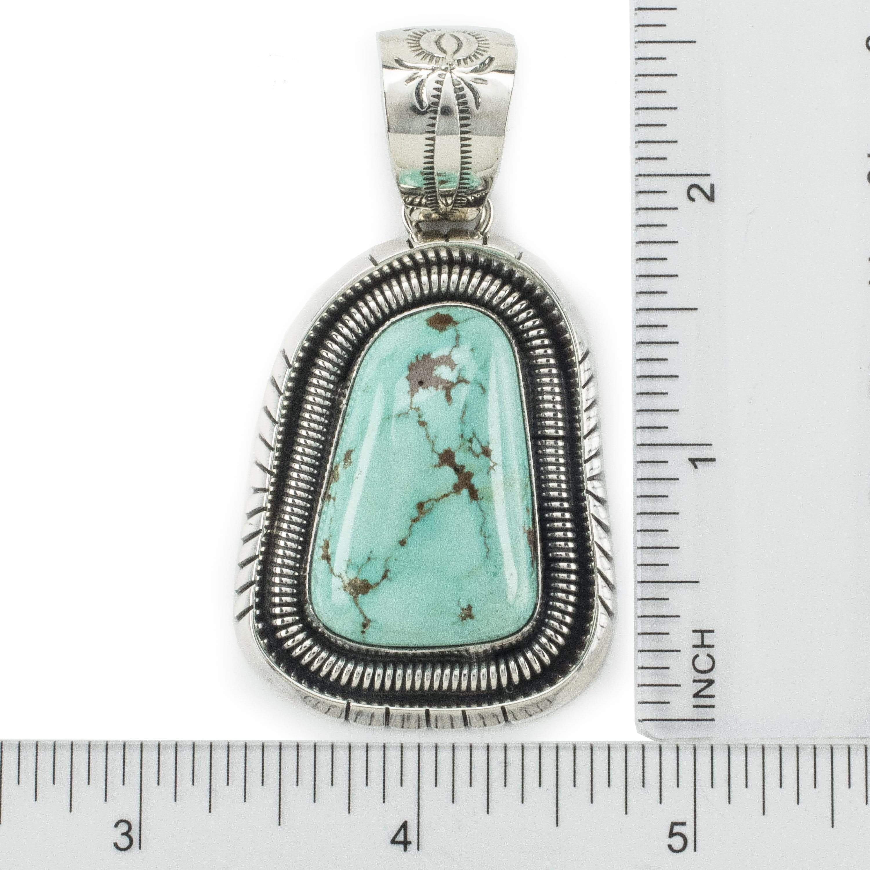 Kalifano Native American Jewelry L. Juan Campitos Turquoise USA Native American Made 925 Sterling Silver Pendant NAN2200.003