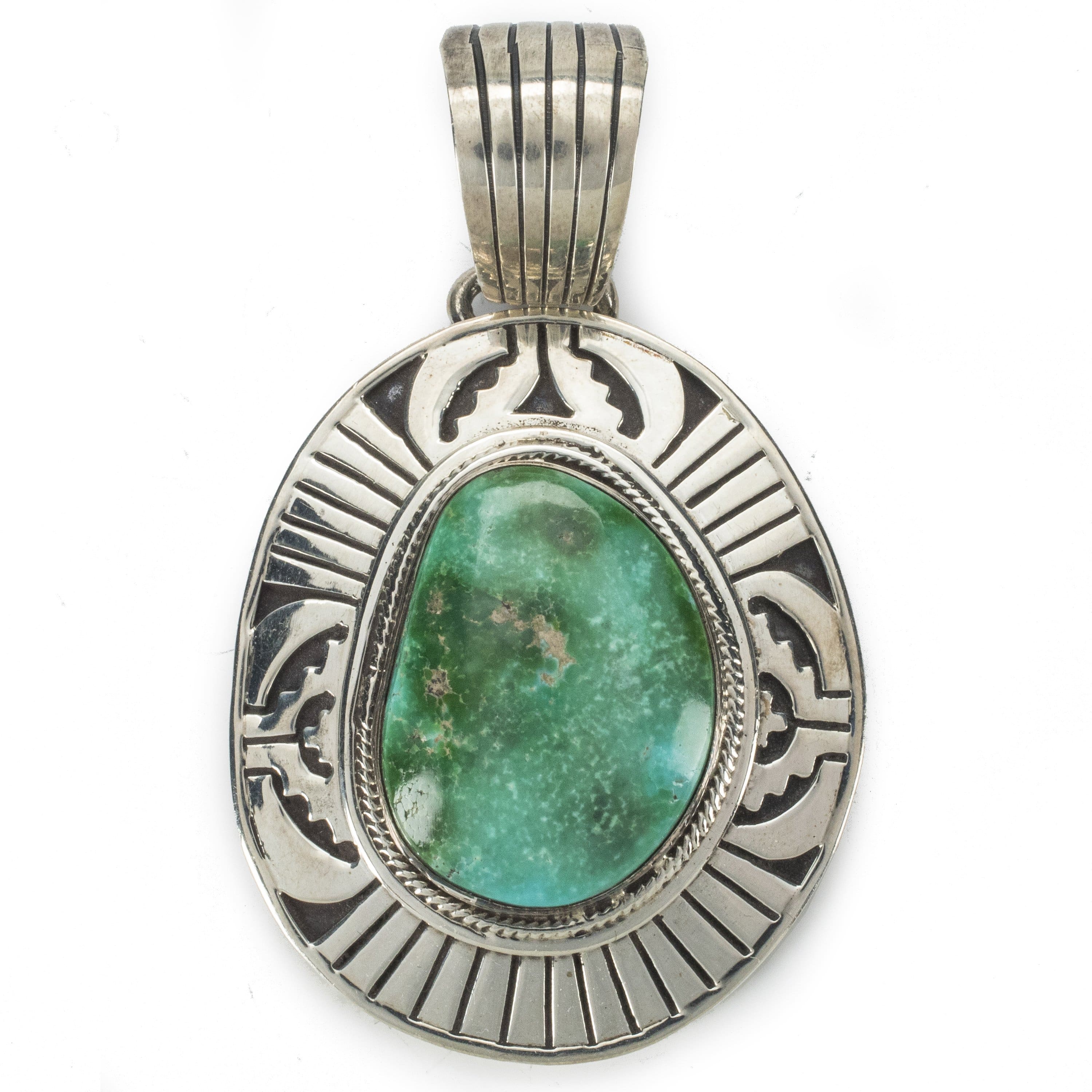 Kalifano Native American Jewelry L. Juan Royston Turquoise USA Native American Made 925 Sterling Silver Pendant NAN1800.007